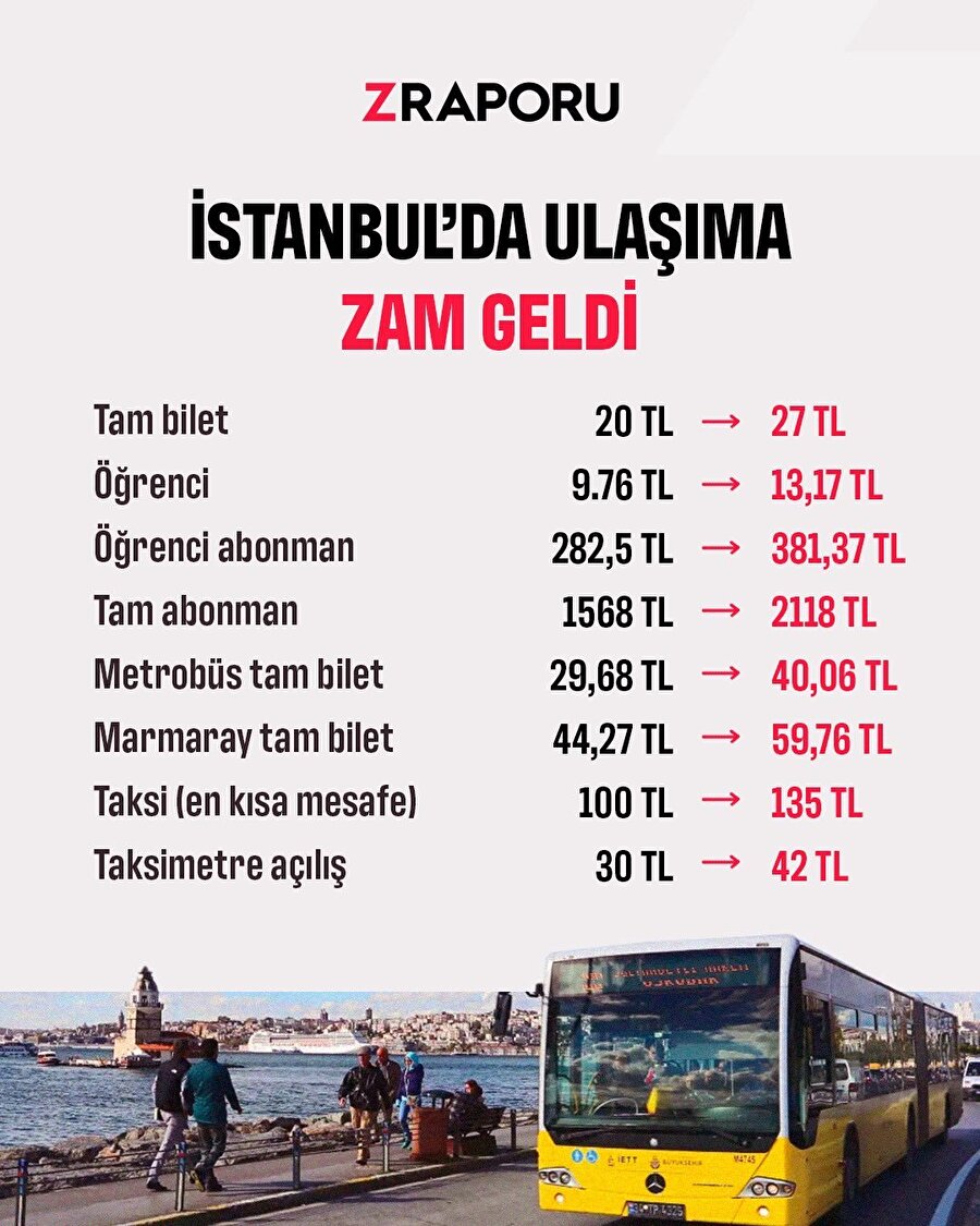 İstanbul'da ulaşıma zam geldi