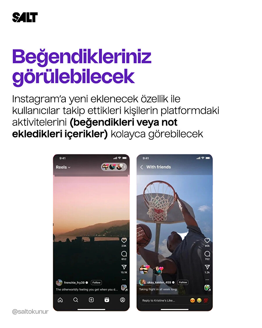 Takip ettikleriniz beğendiklerinizi görebilecek