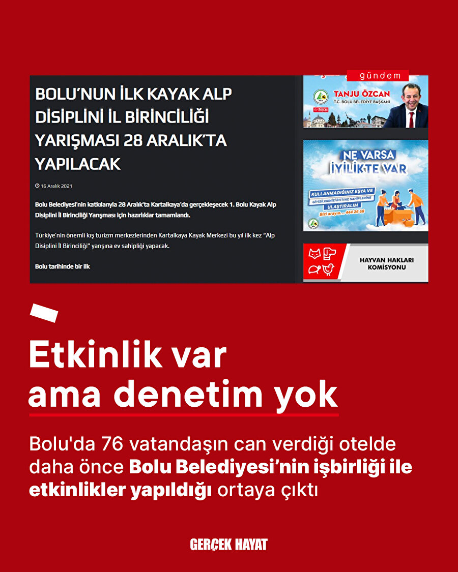 Bolu Belediyesi otelle işbirliği yapmış