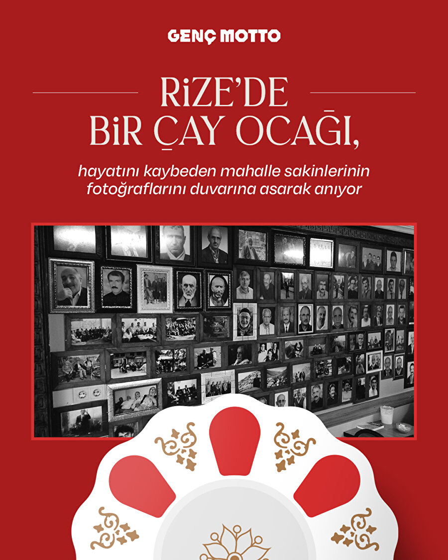 Çay ocağında, hayatlarını kaybedenlerin fotoğrafları