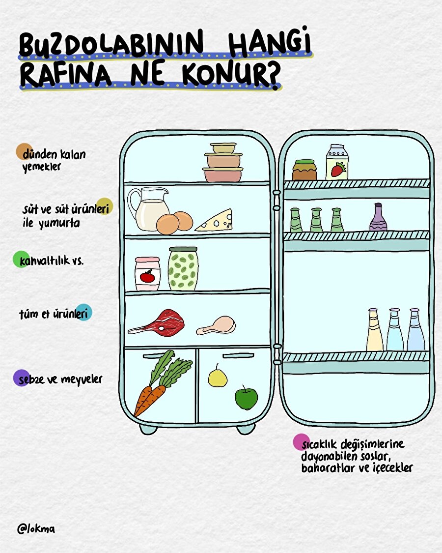 Buzdolabının hangi rafına ne konur?