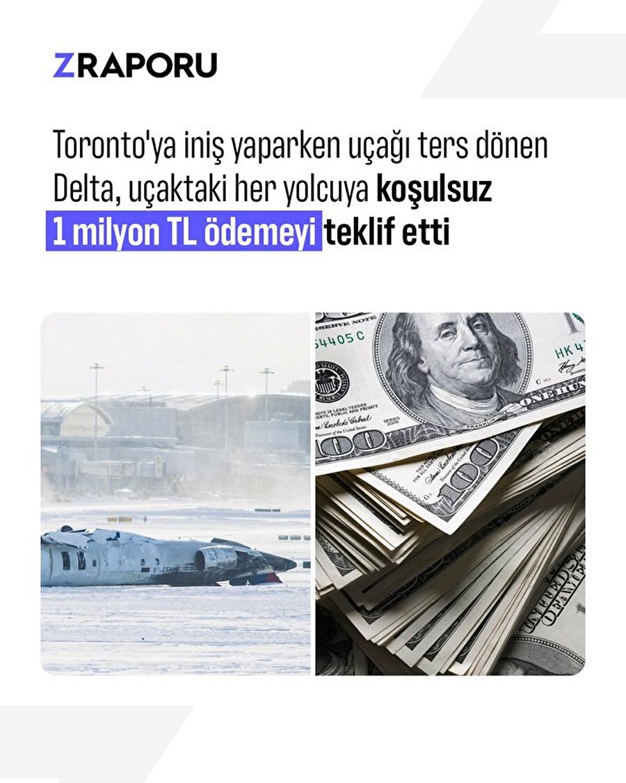Uçağı ters dönen Delta, her yolcuya 30 bin dolar ödeyecek