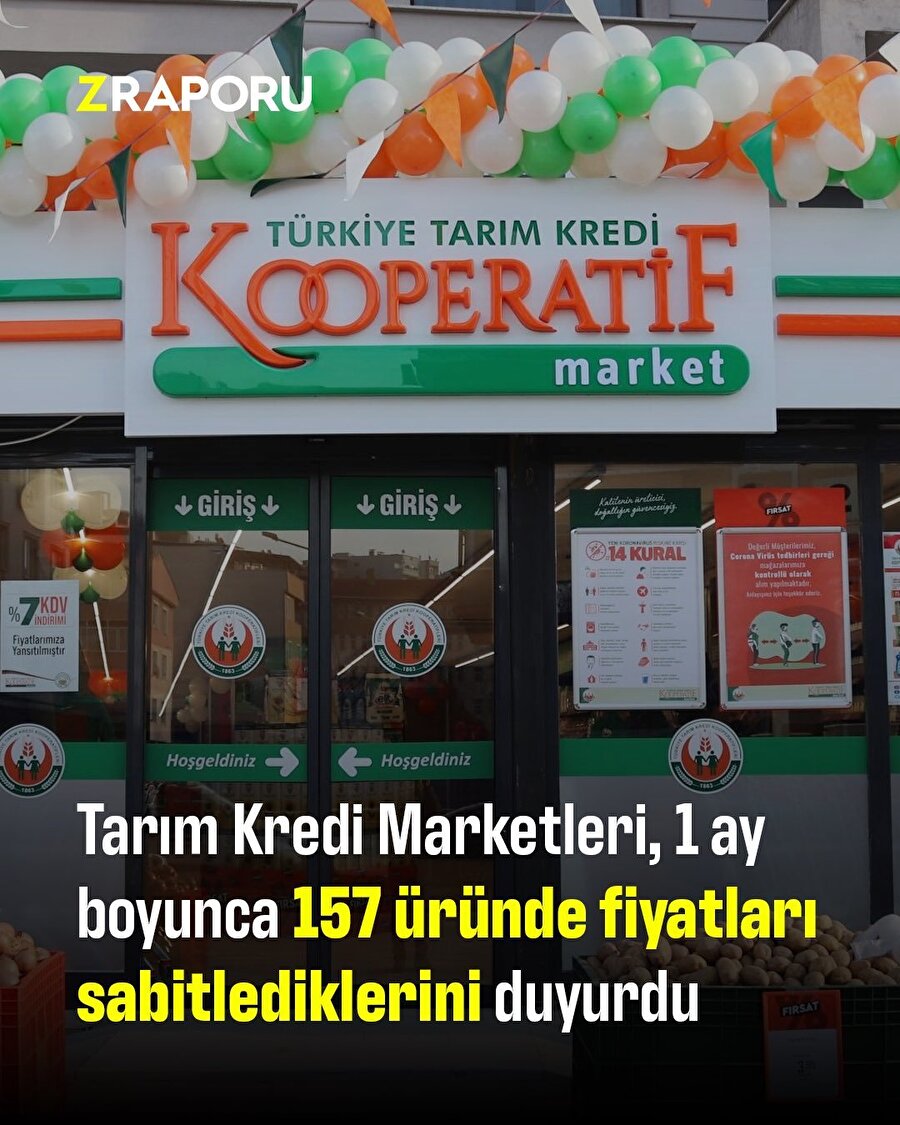 Tarım Kredi Marketleri, 1 ay boyunca fiyatları sabitledi