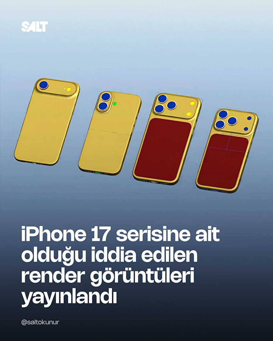 iPhone 17 serisine ait olduğu iddia edilen render görüntüleri yayınlandı