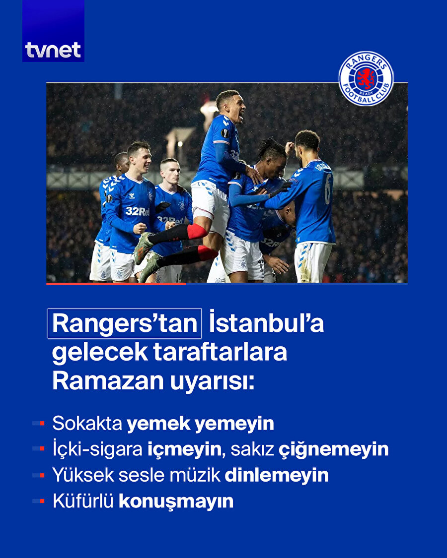 Rangers'tan Ramazan uyarısı