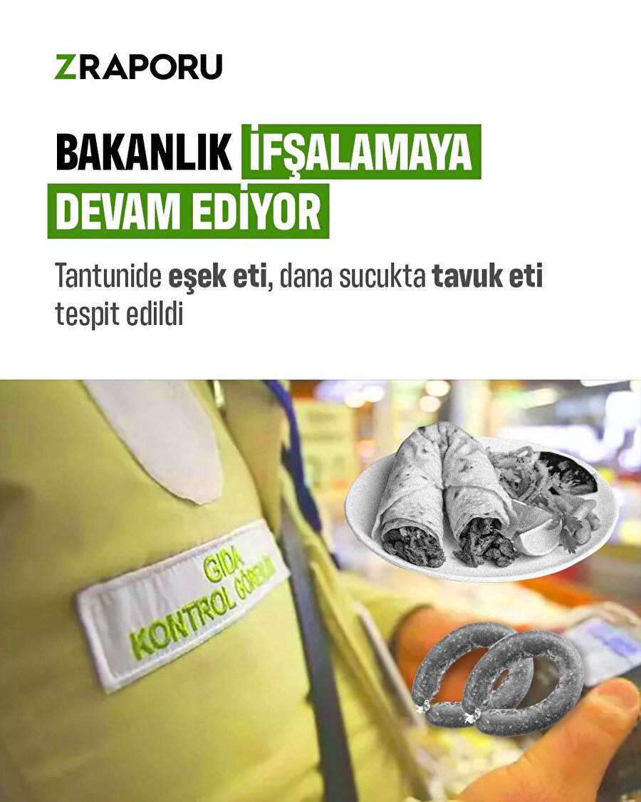 Tantunide eşşek, dana sucukta tavuk eti çıktı