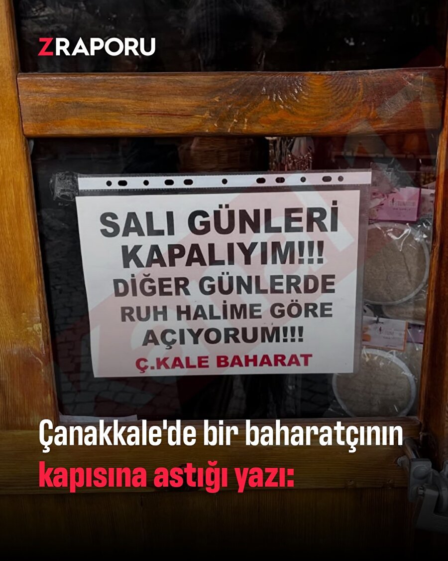 Çanakkale'li aktarın kapısına astığı yazdı görenleri güldürdü