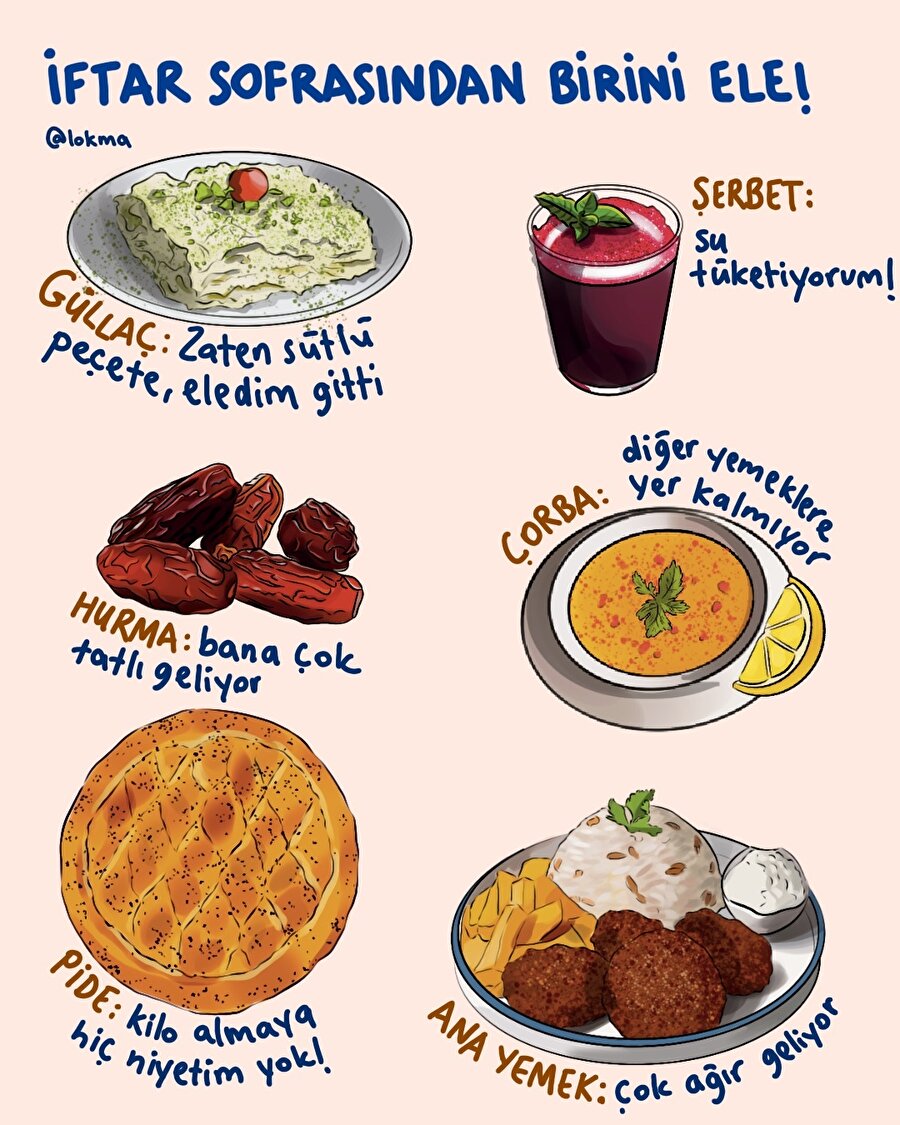 İftar sofrasından birini ele!