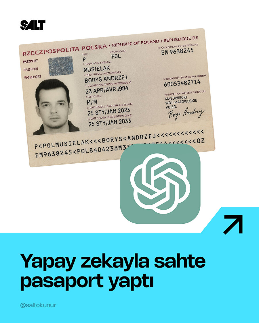 Yapay zekayla sahte pasaport yaptı