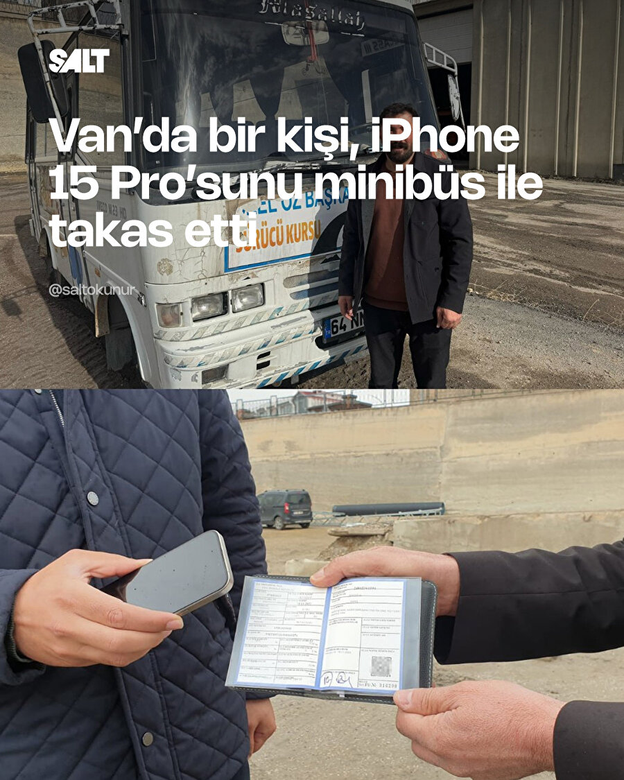 Van'da bir vatandaş, iPhone 15 Pro'yu minibüsle takas etti