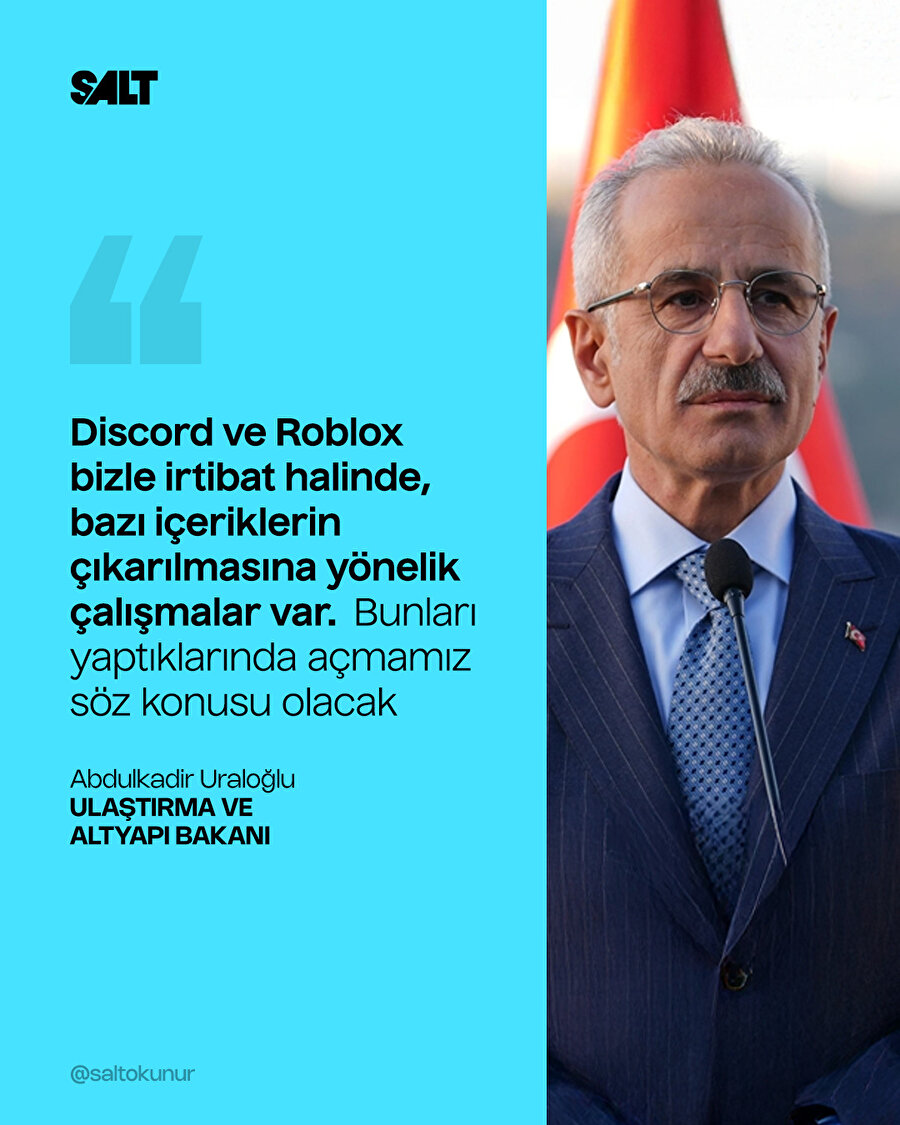 Discord ve Roblox ile ilgili Ulaştırma ve Altyapı Bakanı Abdulkadir Uraloğlu açıklama yaptı