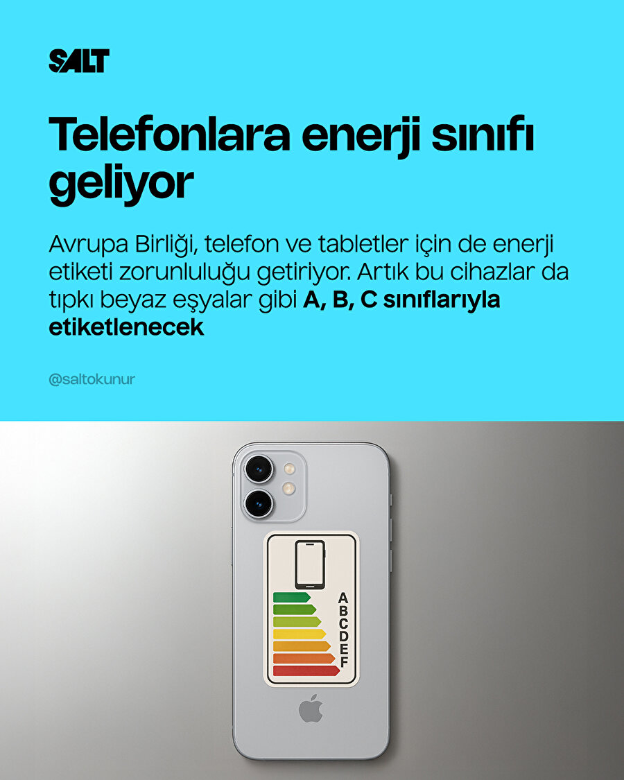 Telefonlara da enerji etiketi geliyor
