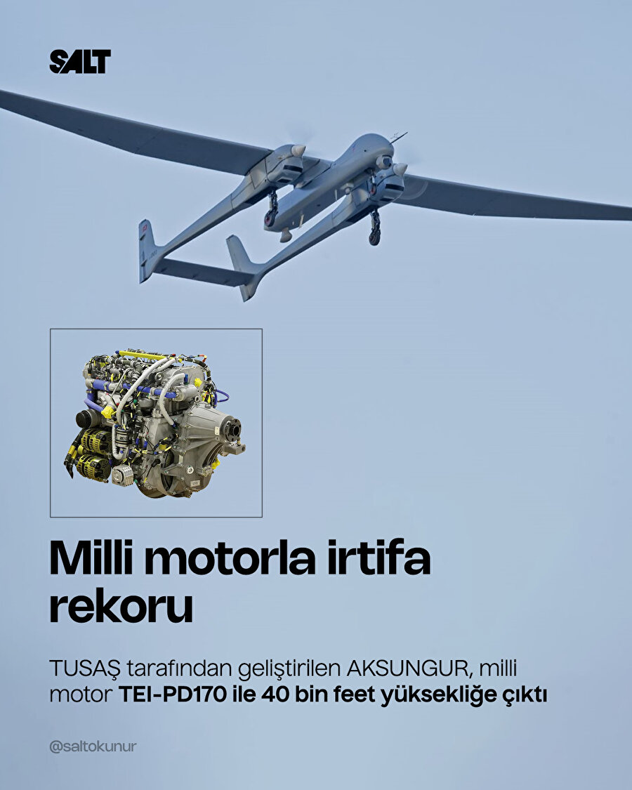 Aksungur İHA, milli motorla irtifa rekoru kırdı