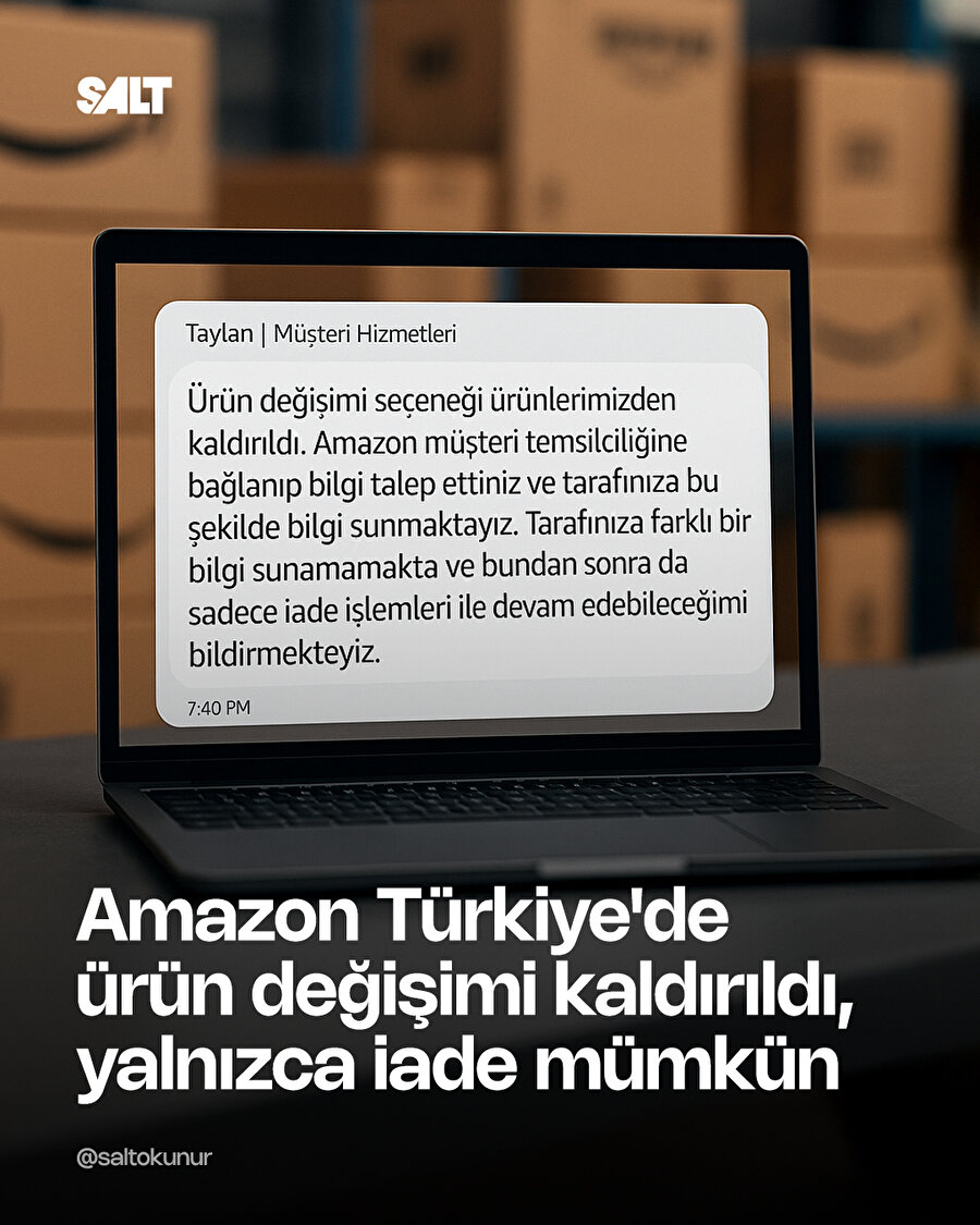 Amazon, Türkiye'de ürün değişimi seçeneğini kaldırdı