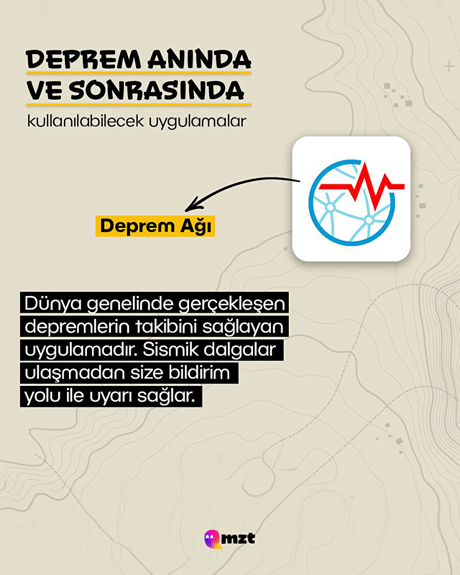 Deprem anında ve sonrasında kullanılabilecek uygulamalar