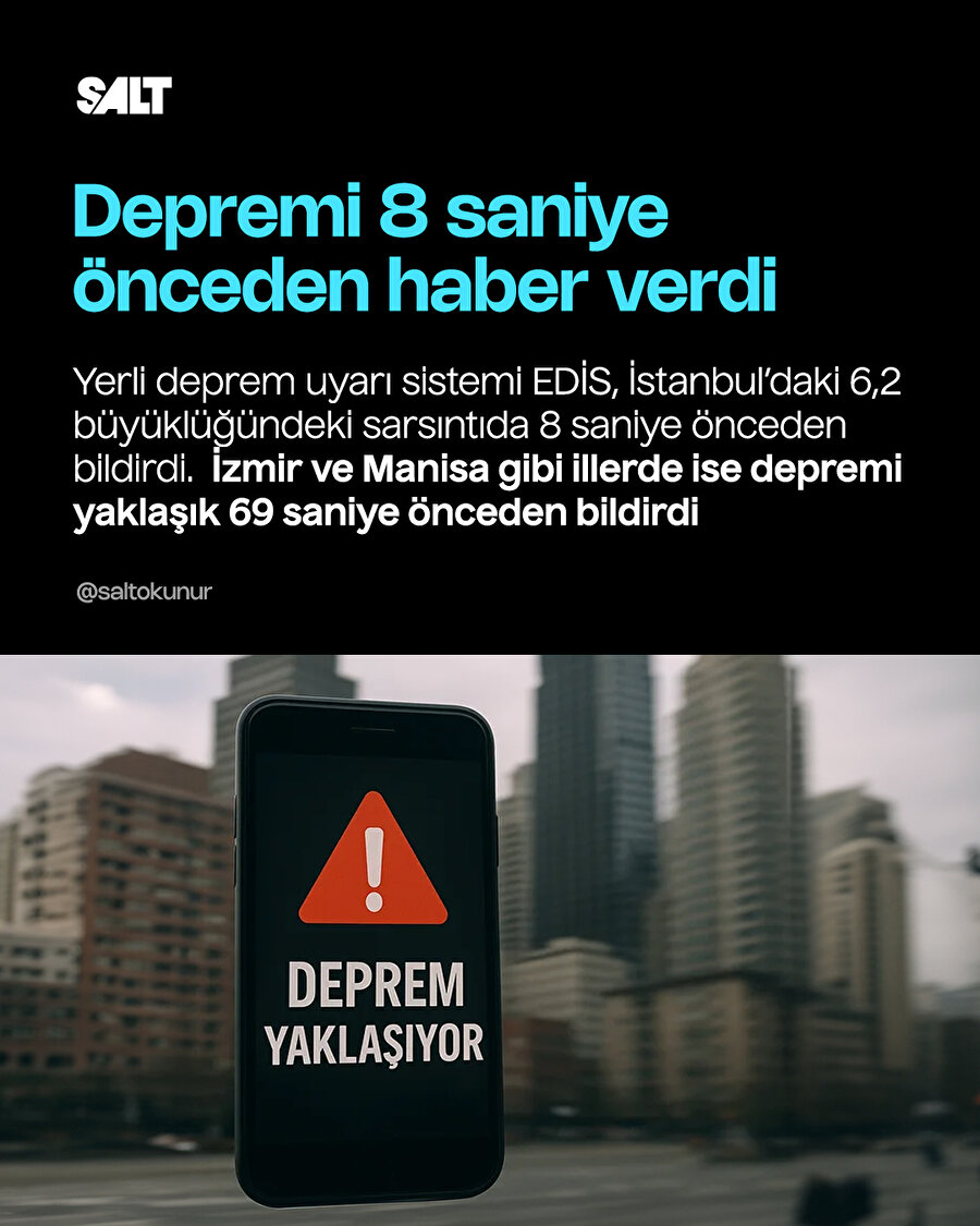 🔵Yerli deprem uyarı sistemi EDİS 8 saniye önceden haber verdi 