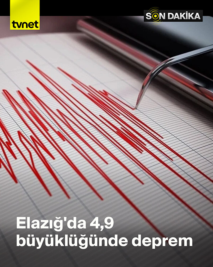 Elazığ'da 4,9 büyüklüğünde deprem