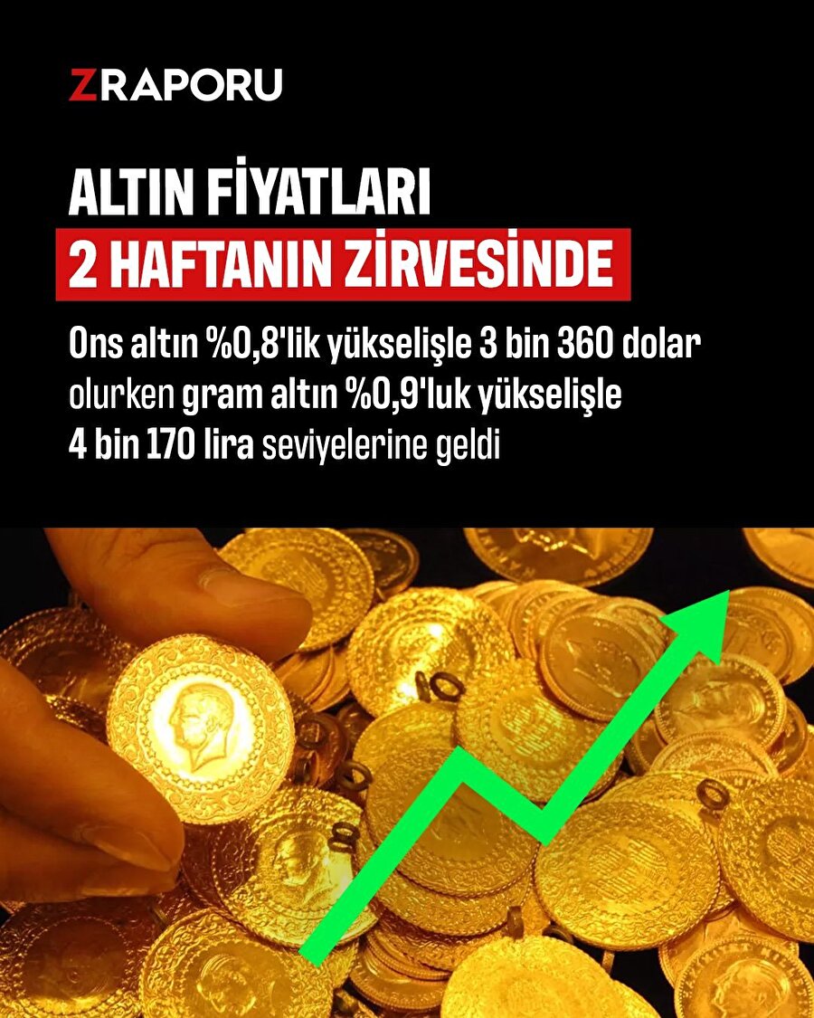Altın fiyatları iki haftanın zirvesinde 