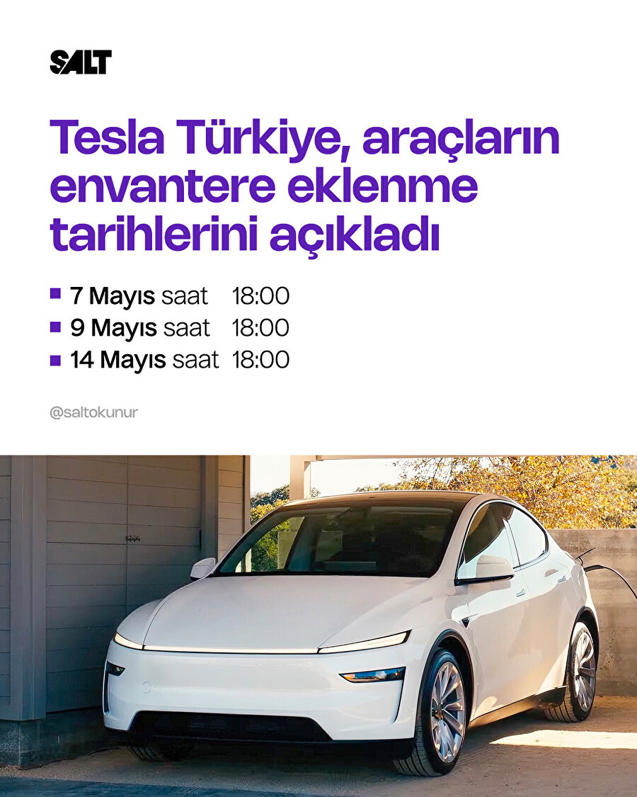 Tesla Türkiye, araçların envantere eklenme tarihlerini açıkladı