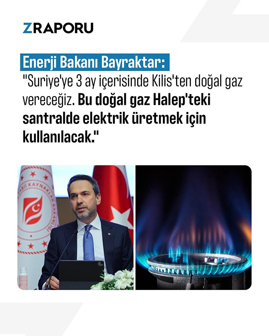 Bakan açıkladı, Suriye'ye gaz vereceğiz  