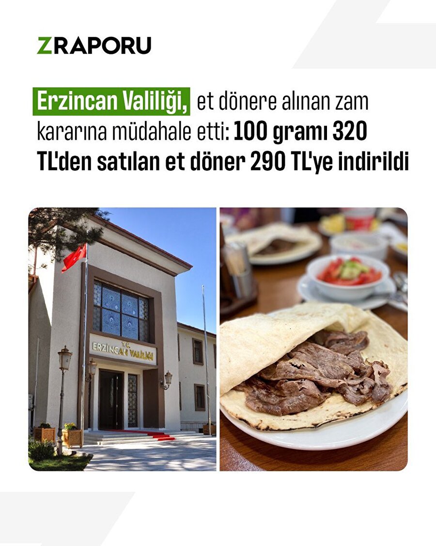 Erzincan Valiliği et fiyatlarına müdahele etti 