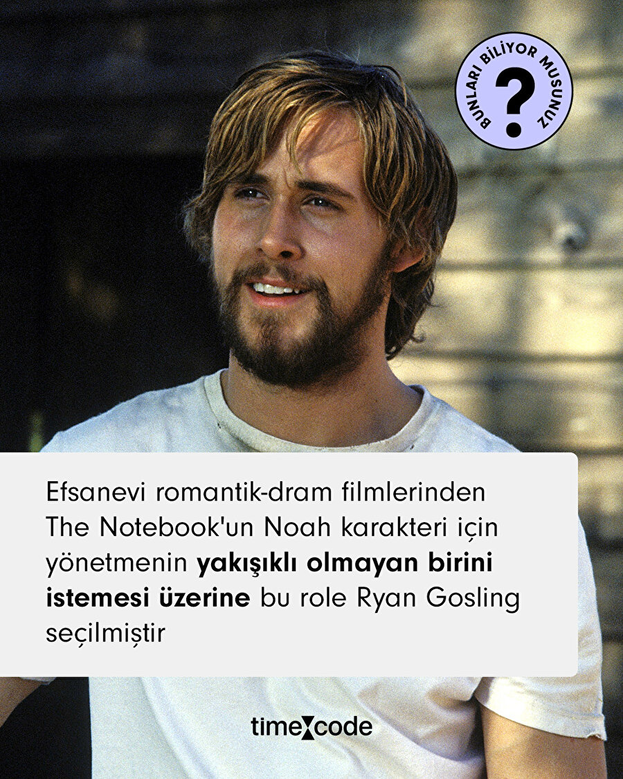 Ryan Gosling'in yakışıklı olmadığı için The Notebook filminde oynadığını biliyor muydunuz?