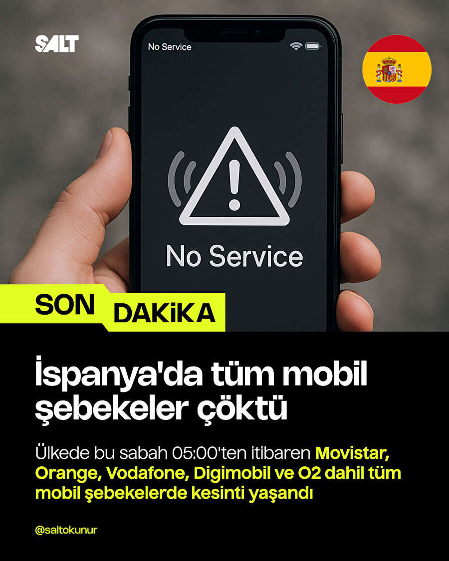 🔴İspanya'da mobil şebekeler tamamen çöktü
