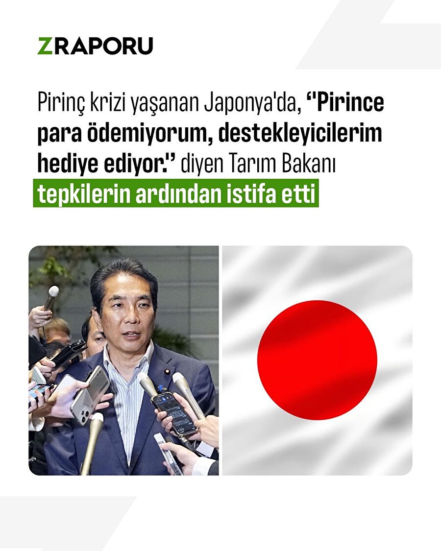 Japonya Tarım Bakanı tepkiler sonrası istifa etti