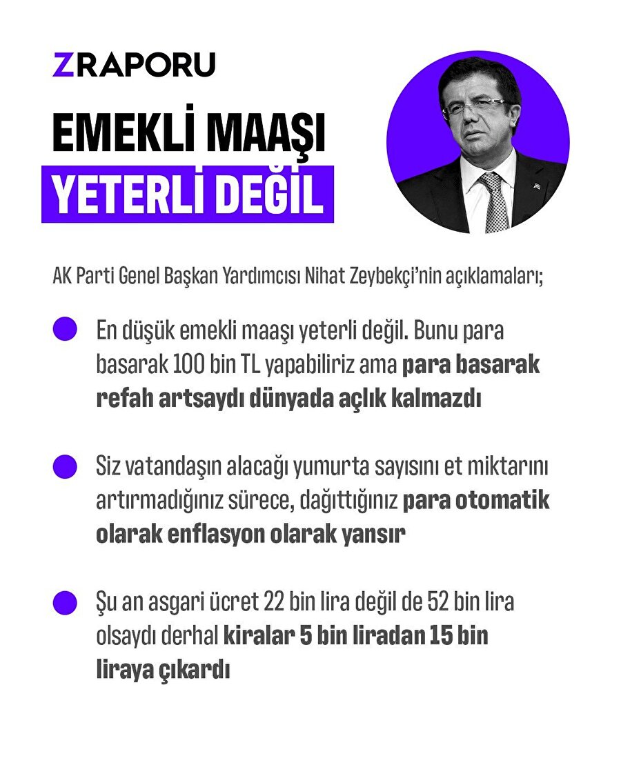 Nihat Zeybekçi: 15 bin TL emekli maaşı yeterli değil