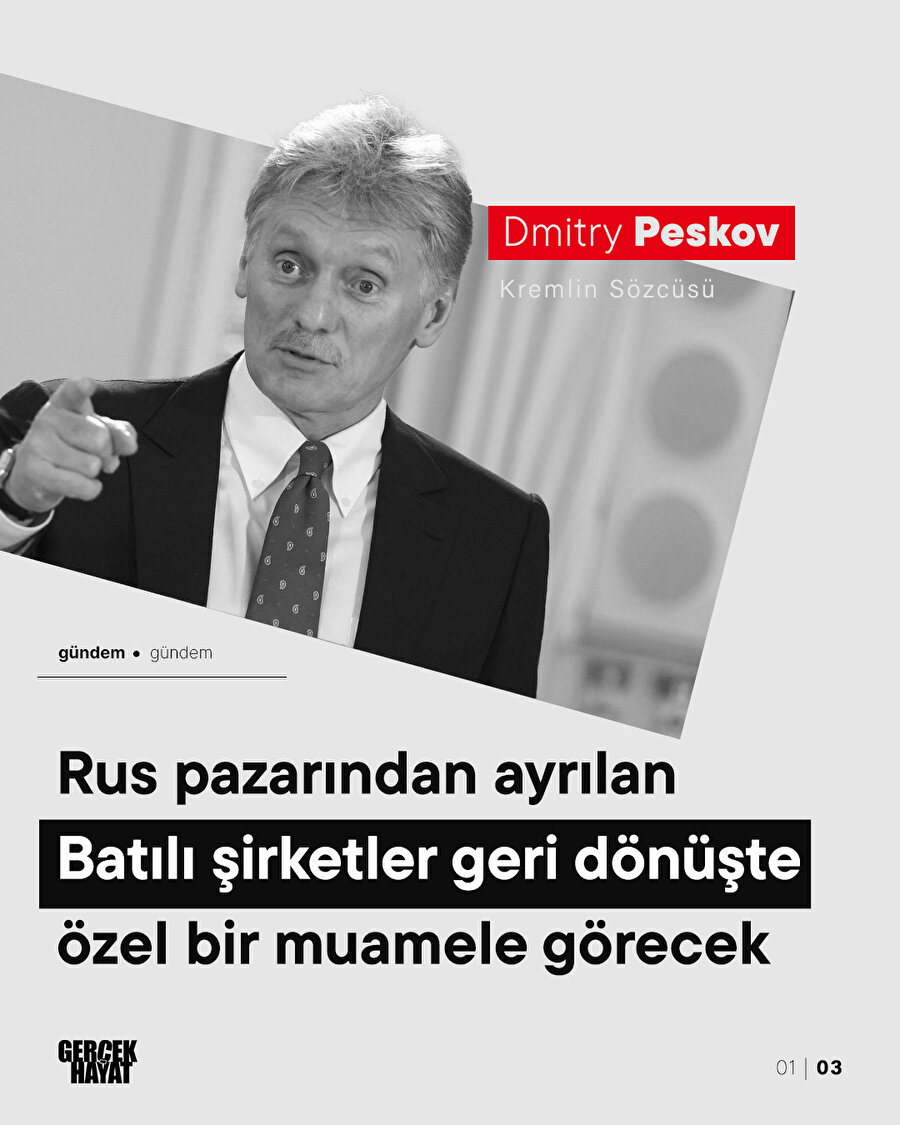 Kremlin Sözcüsü: Rus pazarından ayrılan Batılı şirketler geri dönüşte özel bir muamele görecek