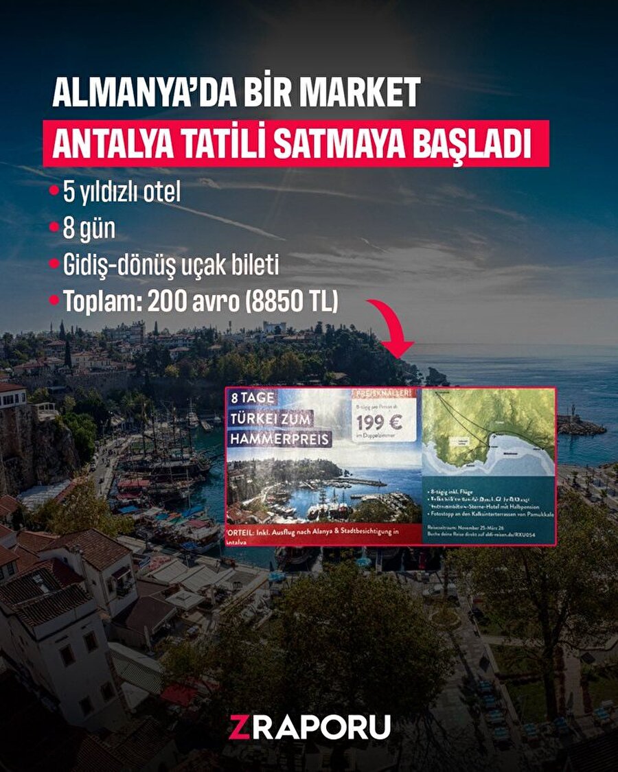 Almanya'da bir market 200 avroya Antalya tatili satıyor