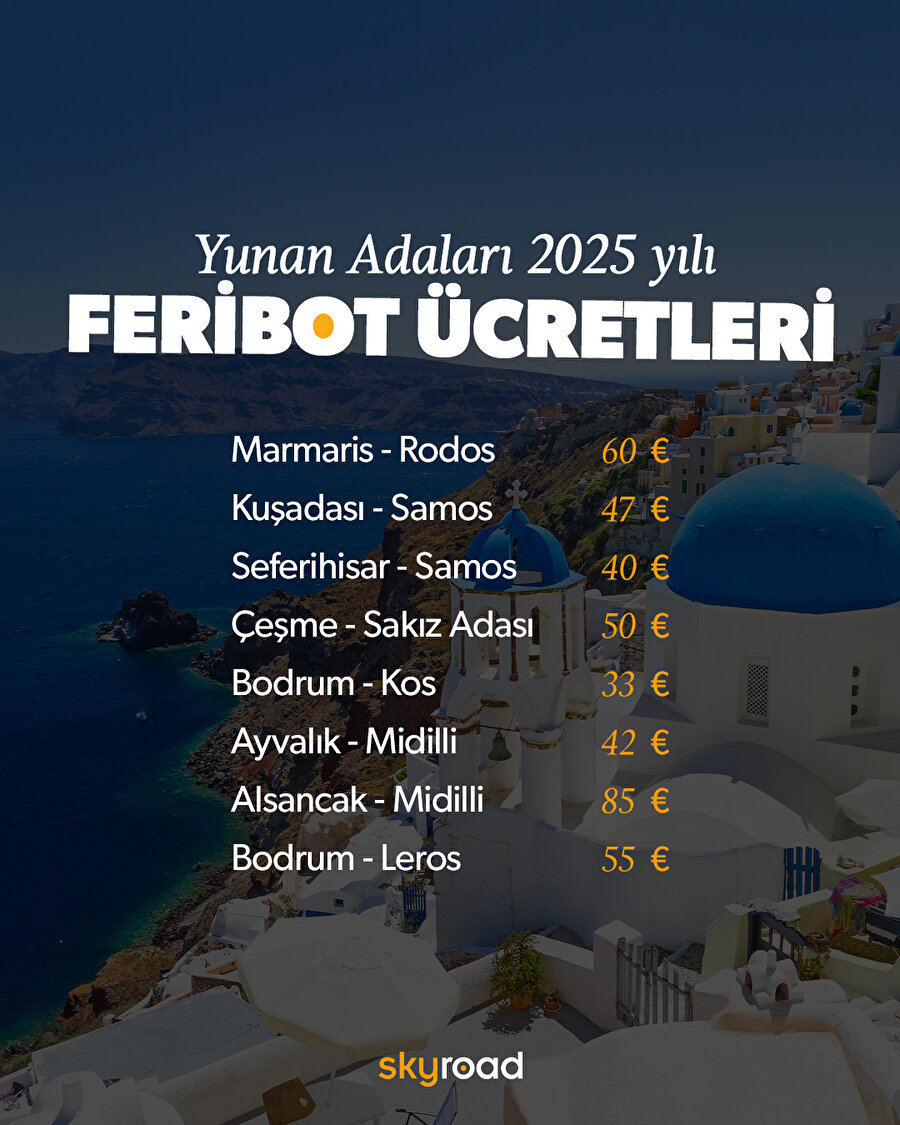 Yunan Adaları 2025 yılı feribot ücretleri 🫰