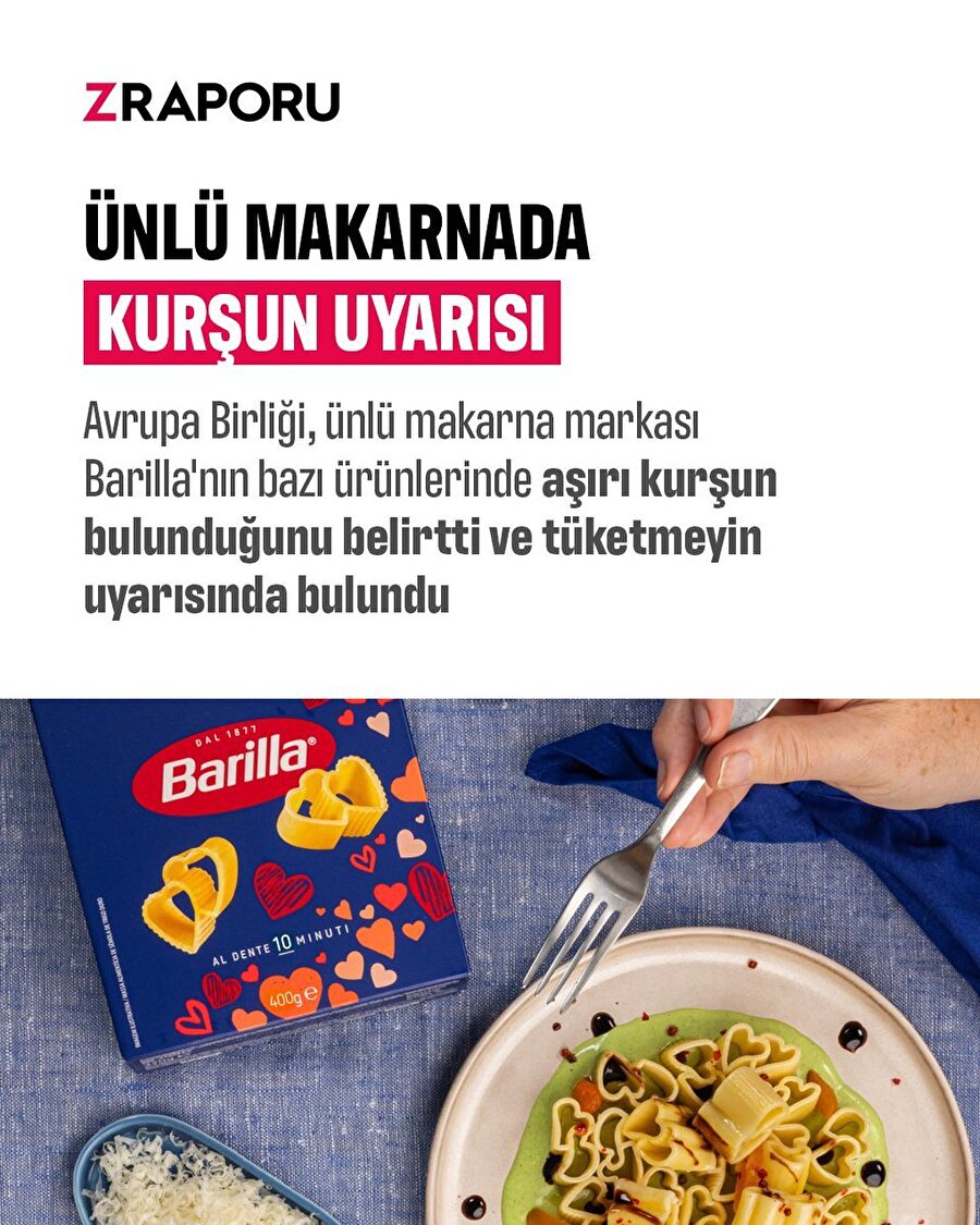 Barilla Makarnada kurşun uyarısı
