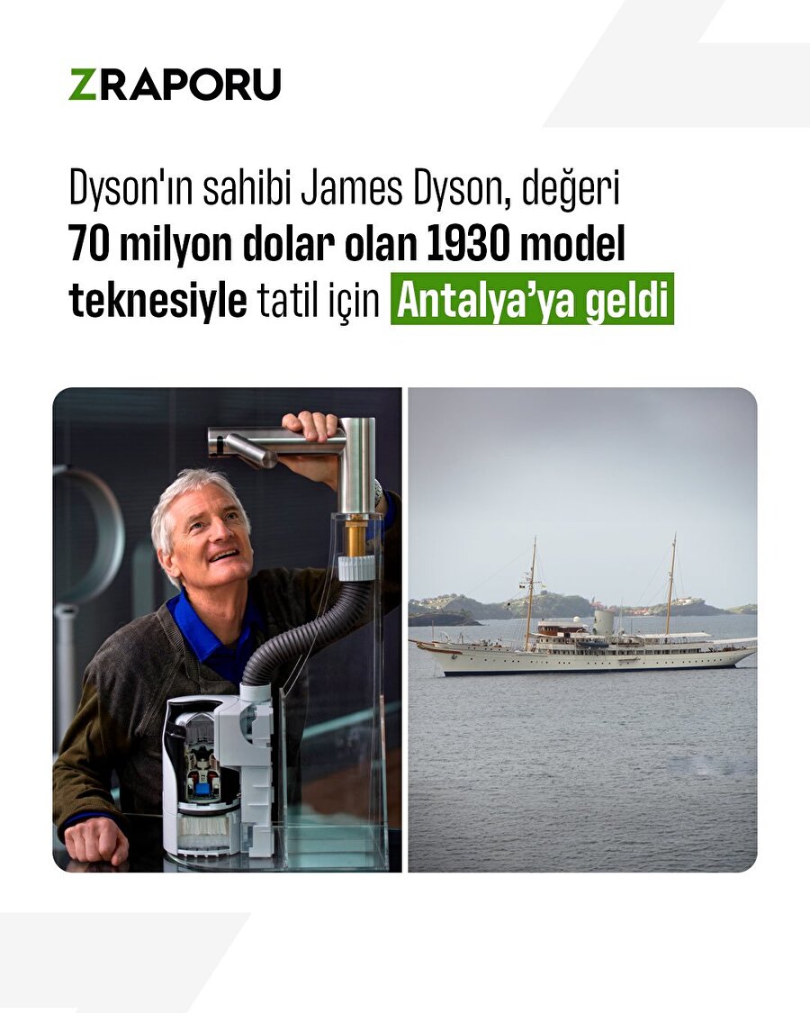 Dyson'ın sahibi 70 milyon dolarlık yatıyla Antalya'ya geldi 