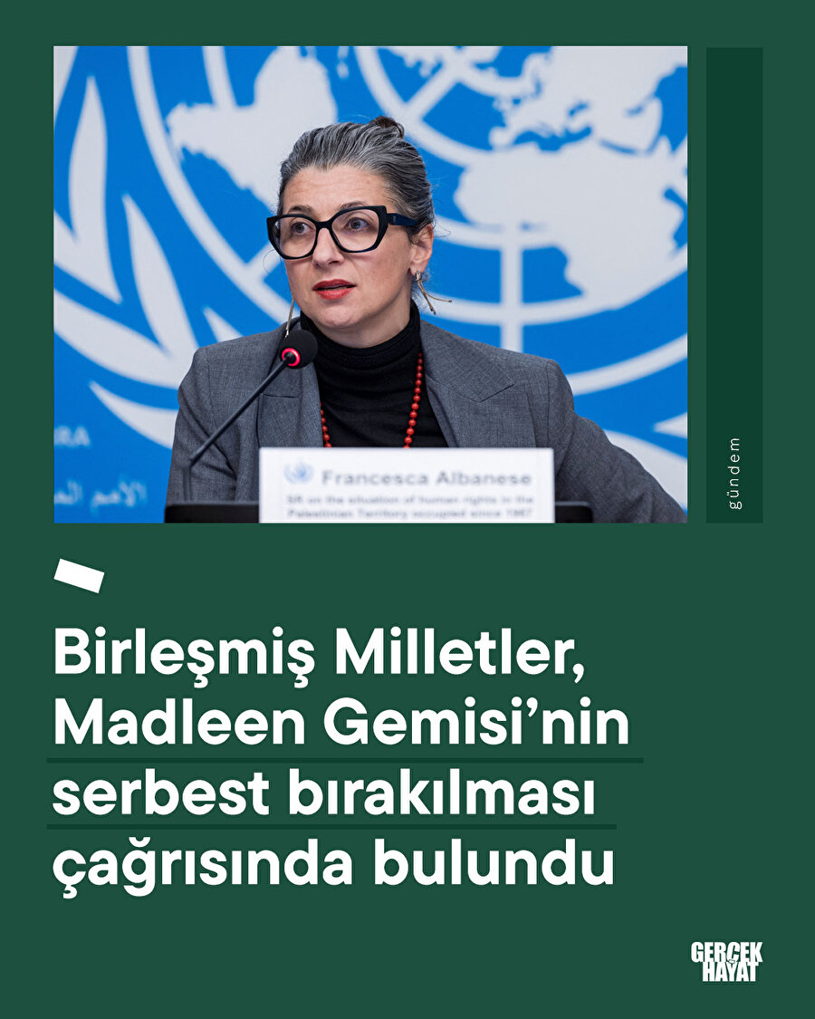 Birleşmiş Milletler, Madleen Gemisi’nin serbest bırakılması çağrısında bulundu