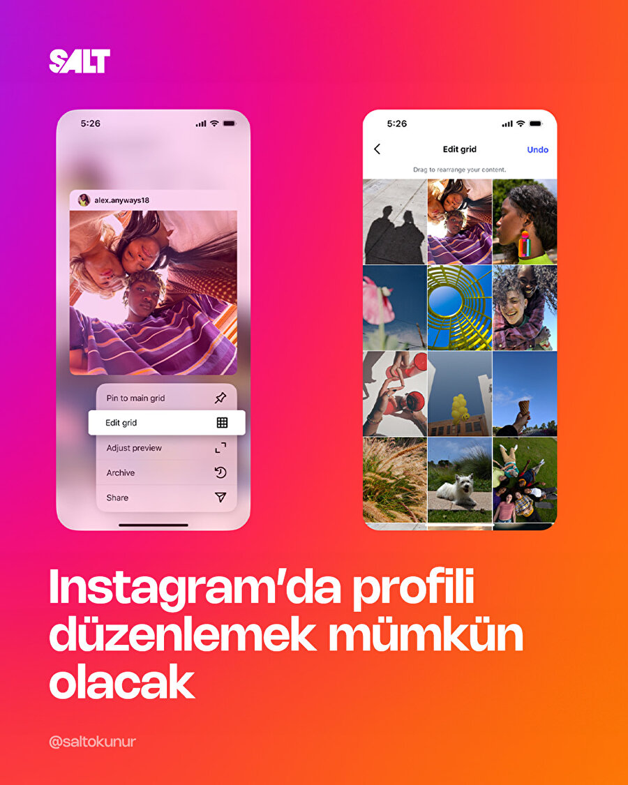 Instagram profil ızgaranızı düzenlemek mümkün olacak