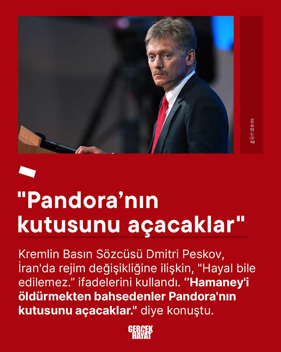 Kremlin Sözcüsü: Hamaney’in öldürülmesi, Pandora’nın kutusunu açar