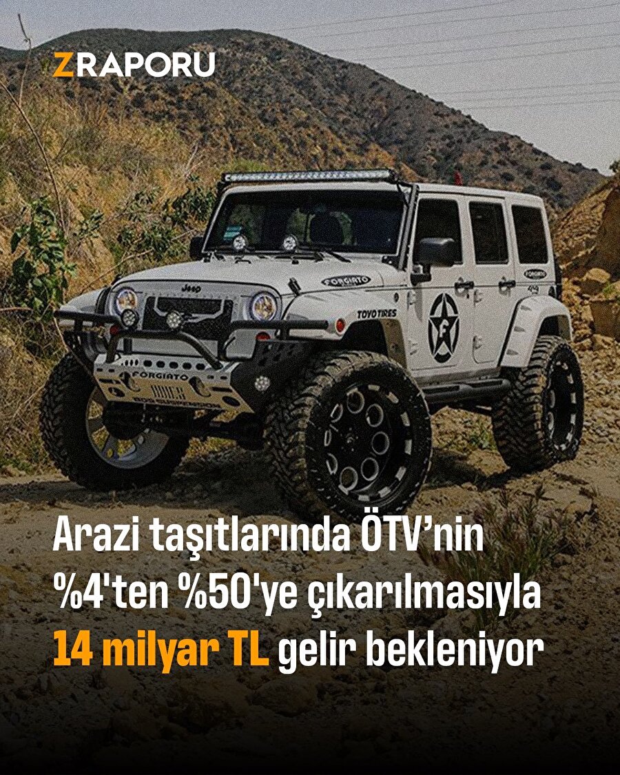 Arazi taşıtlarındaki ÖTV artışından 14 milyar TL gelir bekleniyor