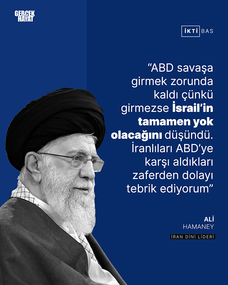 Hamaney: ABD savaşa girmek zorunda kaldı çünkü girmezse İsrail'in tamamen yok olacağını düşündü