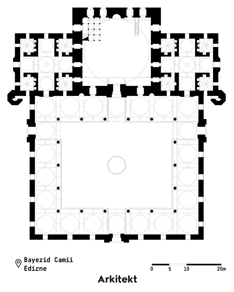 Tunca kıyısındaki büyük külliyenin küçük parçası: II. Bayezid Camii 