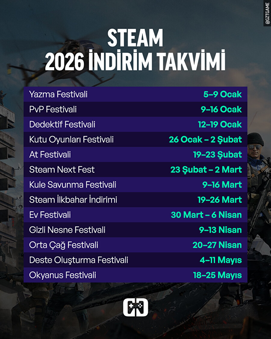 Steam 2026 İndirim Takvimi