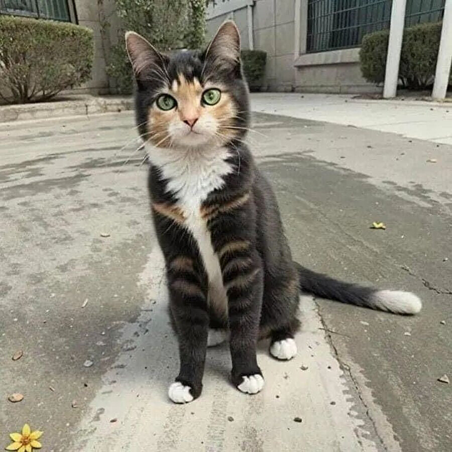 Kapüşonlu hırka giymiş kedi