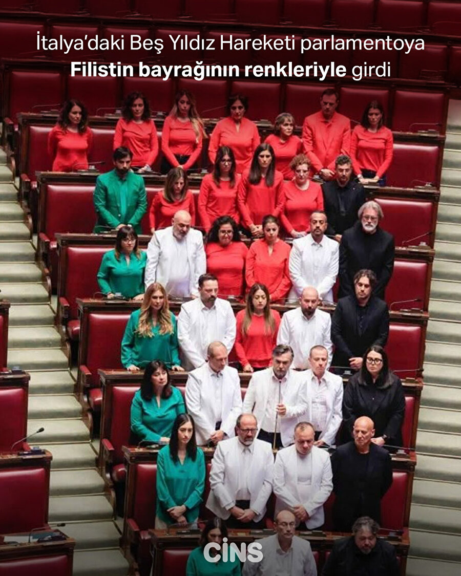 İtalya’da parlamentosunda Filistin bayrağının renkleri 🇵🇸