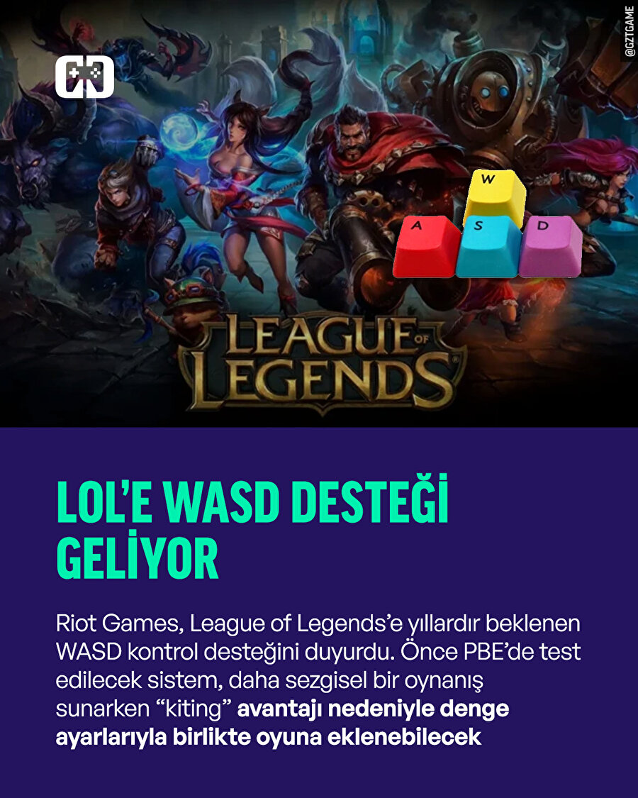 League of Legends'a WASD kontrol desteği geliyor