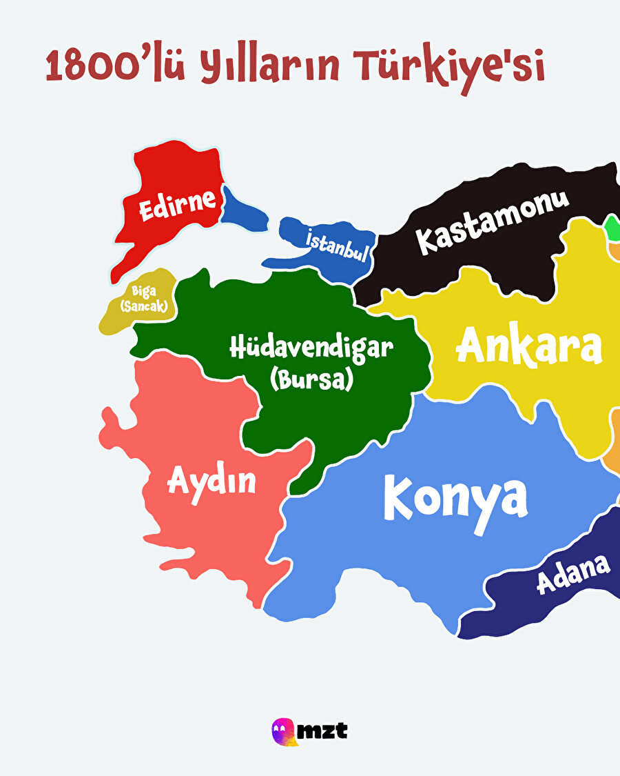 Türkiye Cumhuriyeti sınırları içerisindeki Osmanlı Eyalet haritası