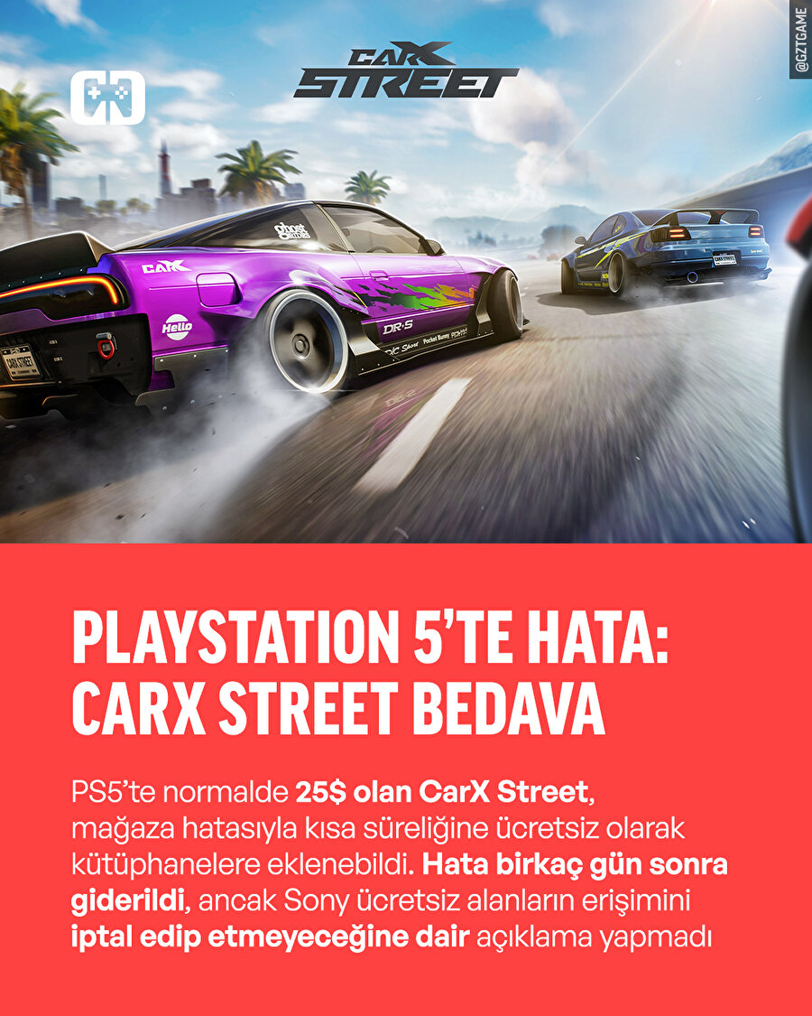 PlayStation 5’te Hata: CarX Street Bedava Dağıtıldı