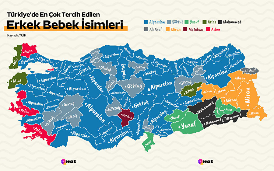 Türkiye'de en çok tercih edilen erkek bebek isimleri