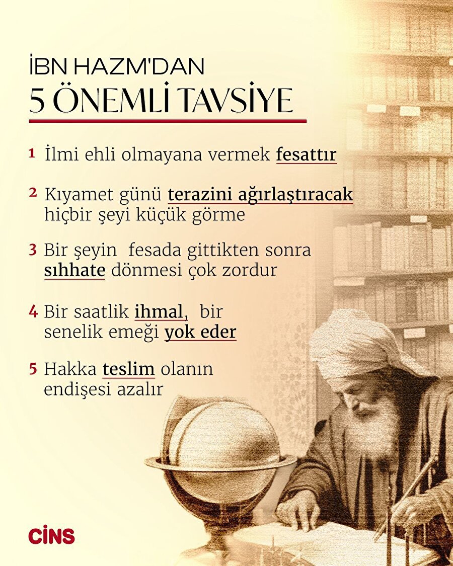 İbn Hazm’ın 5 altın öğüdü 📜 