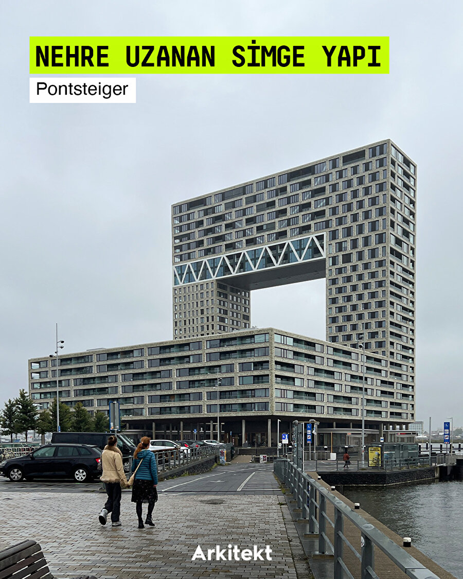 Pontsteiger, Amsterdam kıyısında ikonik bir kapı etkisi oluşturuyor 