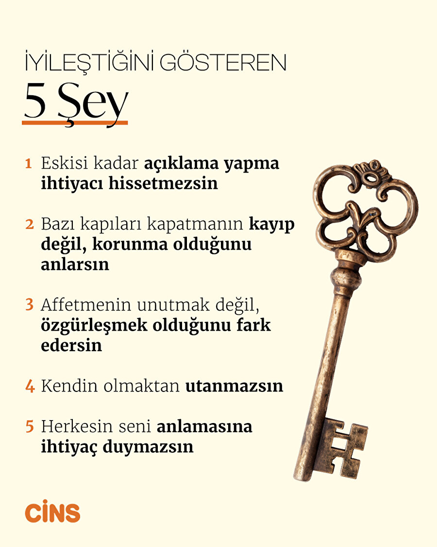 İyileştiğini gösteren 5 şey 📌